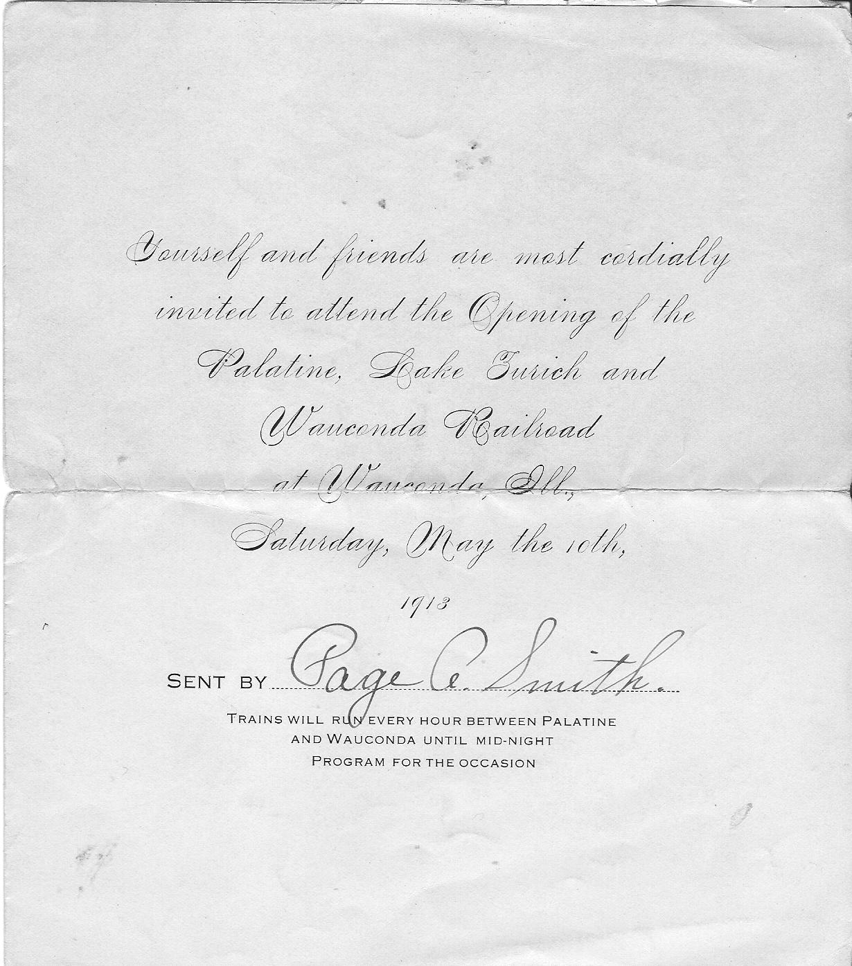 Lake Zurich — Palatine lake zurich railroad invite