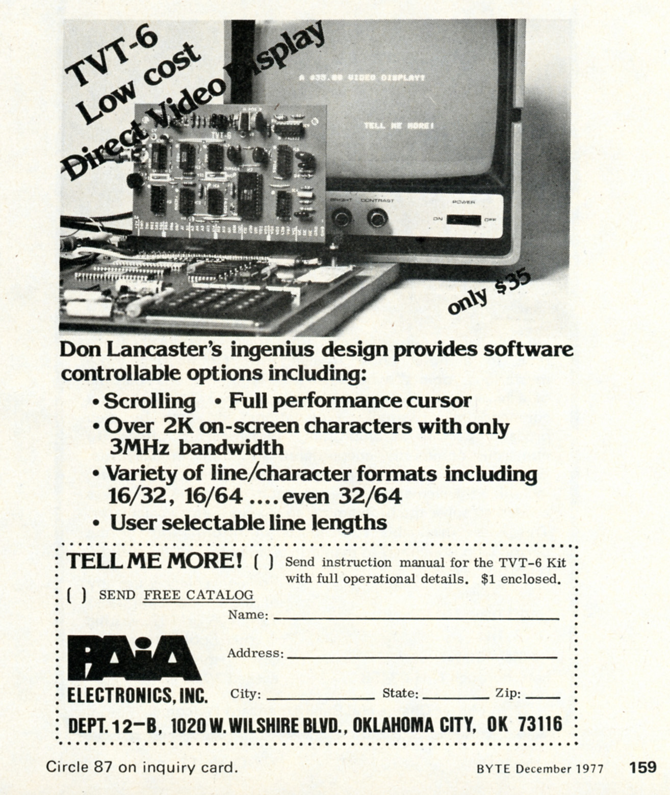 Paia — PAiA TVT-6 Video Display Dec 1977