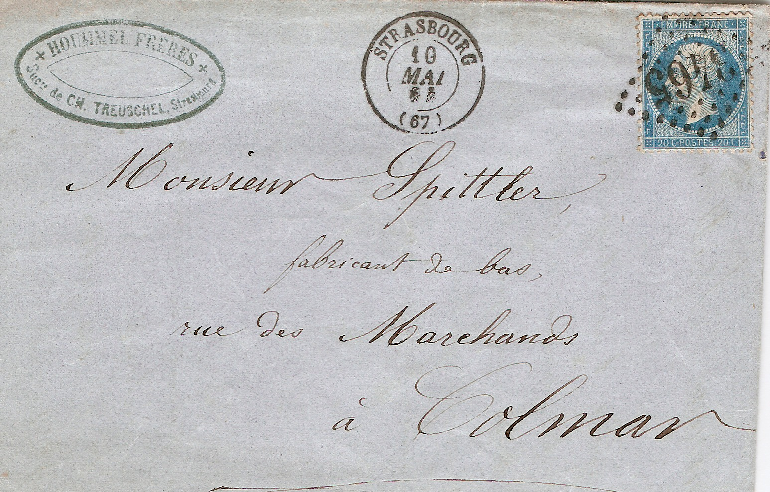 Strasbourg — Lettre France Strasbourg 1864