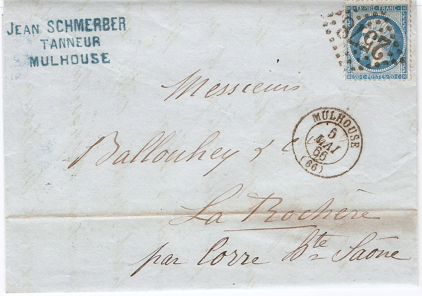 Mulhouse — Lettre France Mulhouse 1866