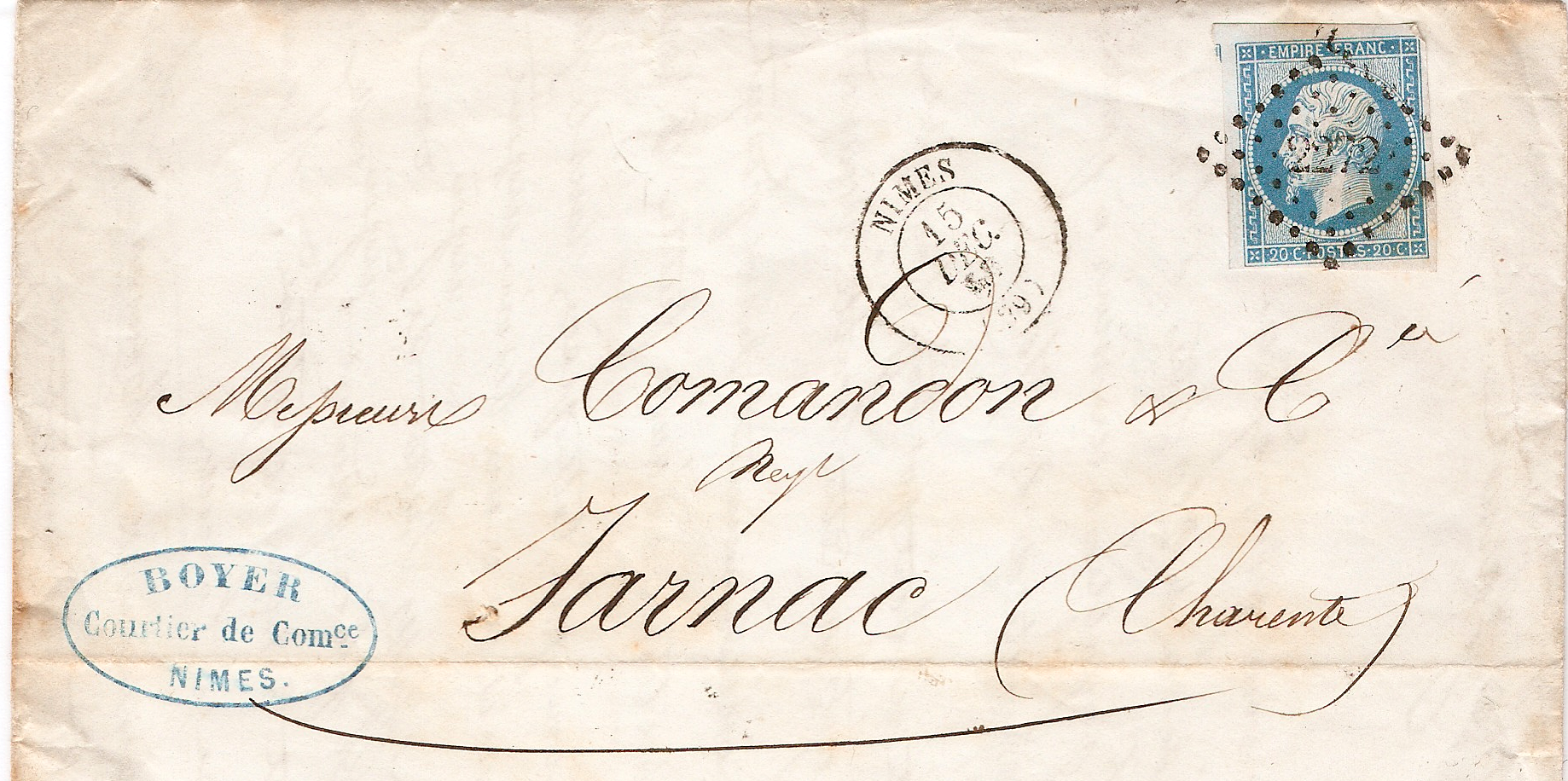 Nimes — Lettre France Nimes 1858