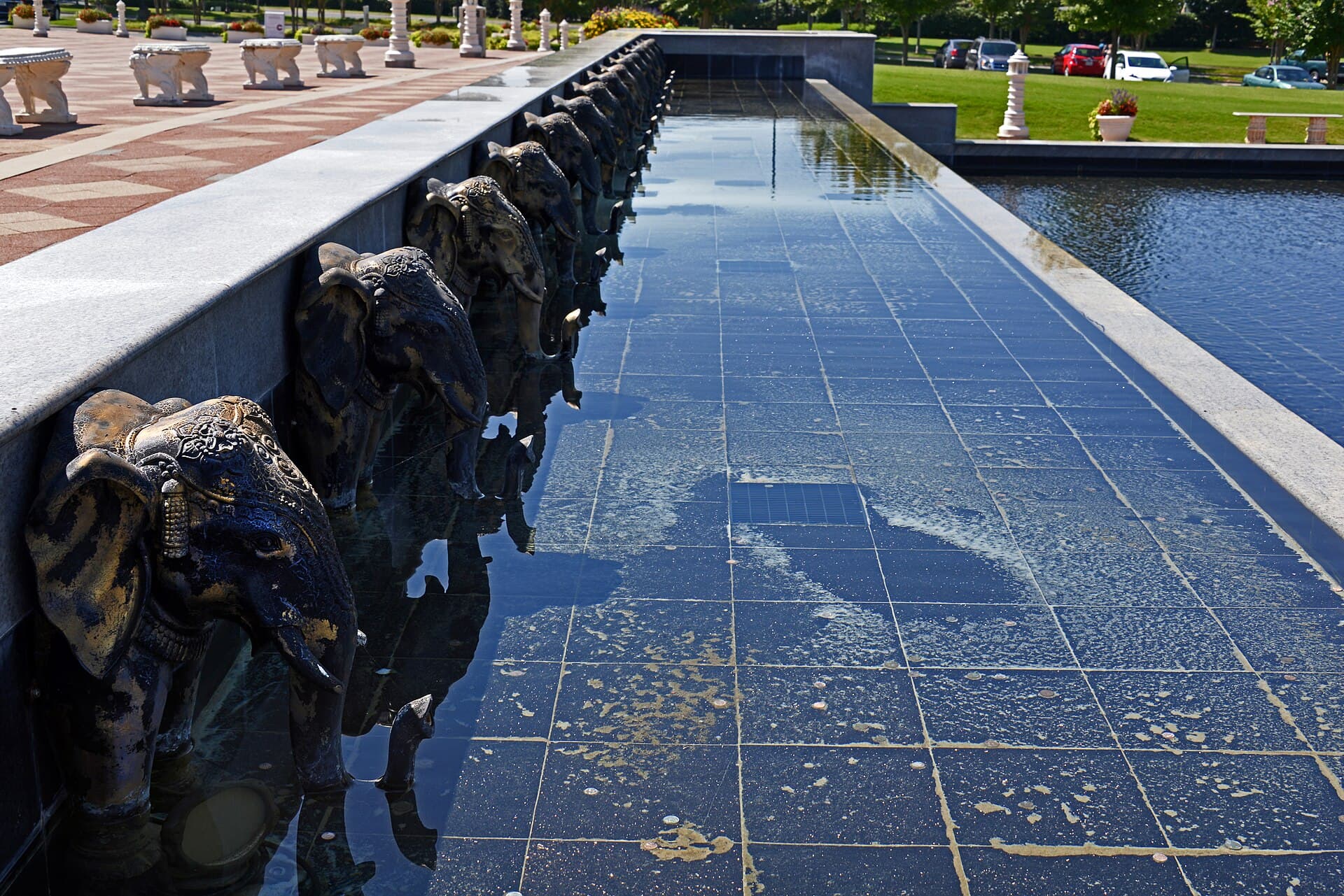 Temple — Water structure in front of BAPS Hindu temple in Atlanta Georgia United States