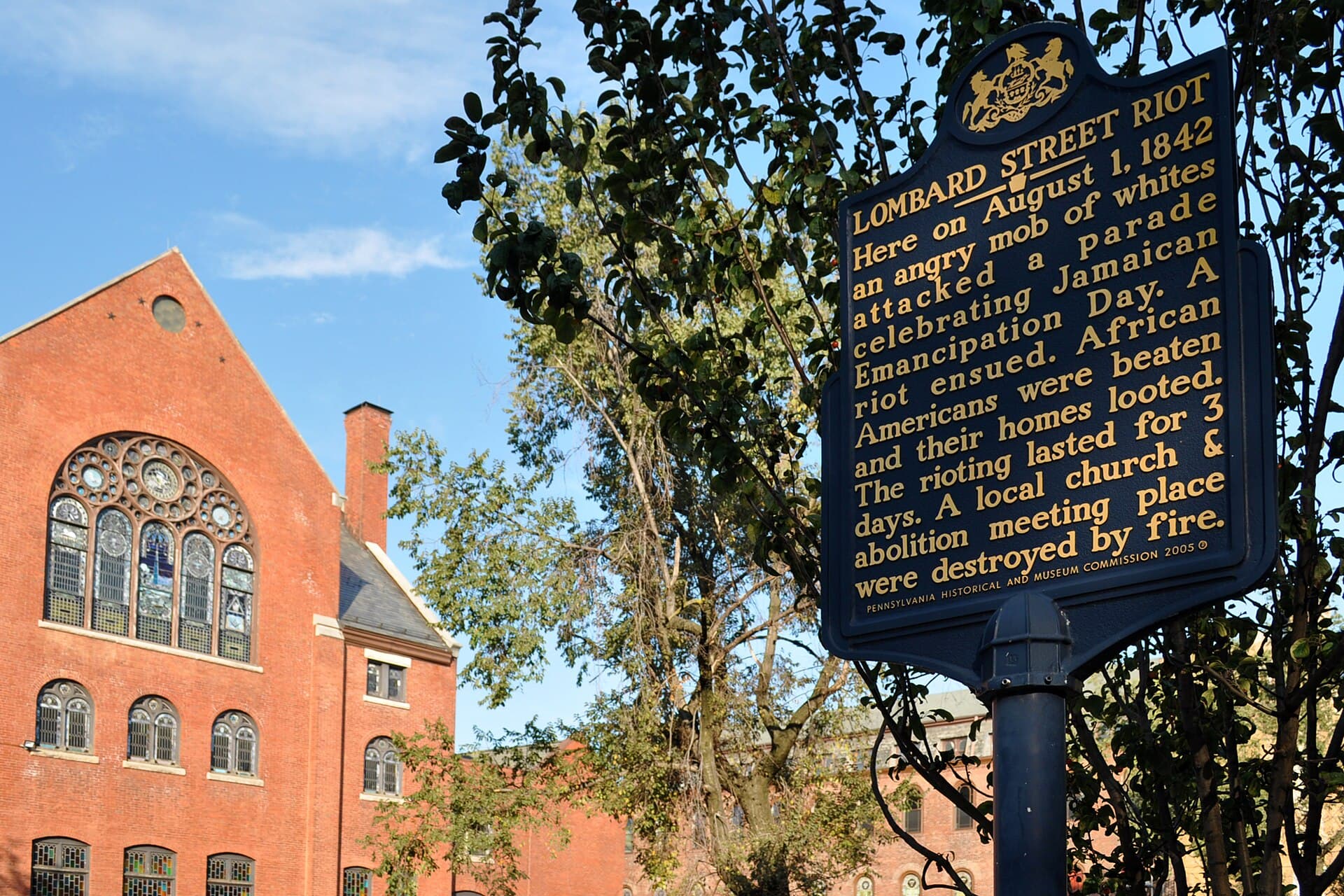 Philadelphia — Lombard Street Riot Historical Marker at 6th and Lombard Sts Philadelphia PA (DSC 4614)