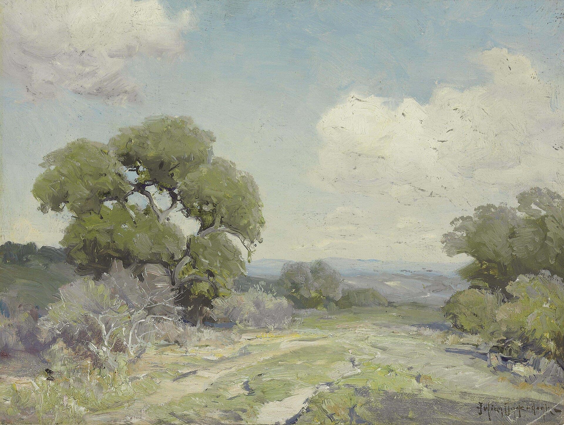 Boerne — Julian Onderdonk - Morning in the Live Oaks, Boerne, Texas (c.1915)