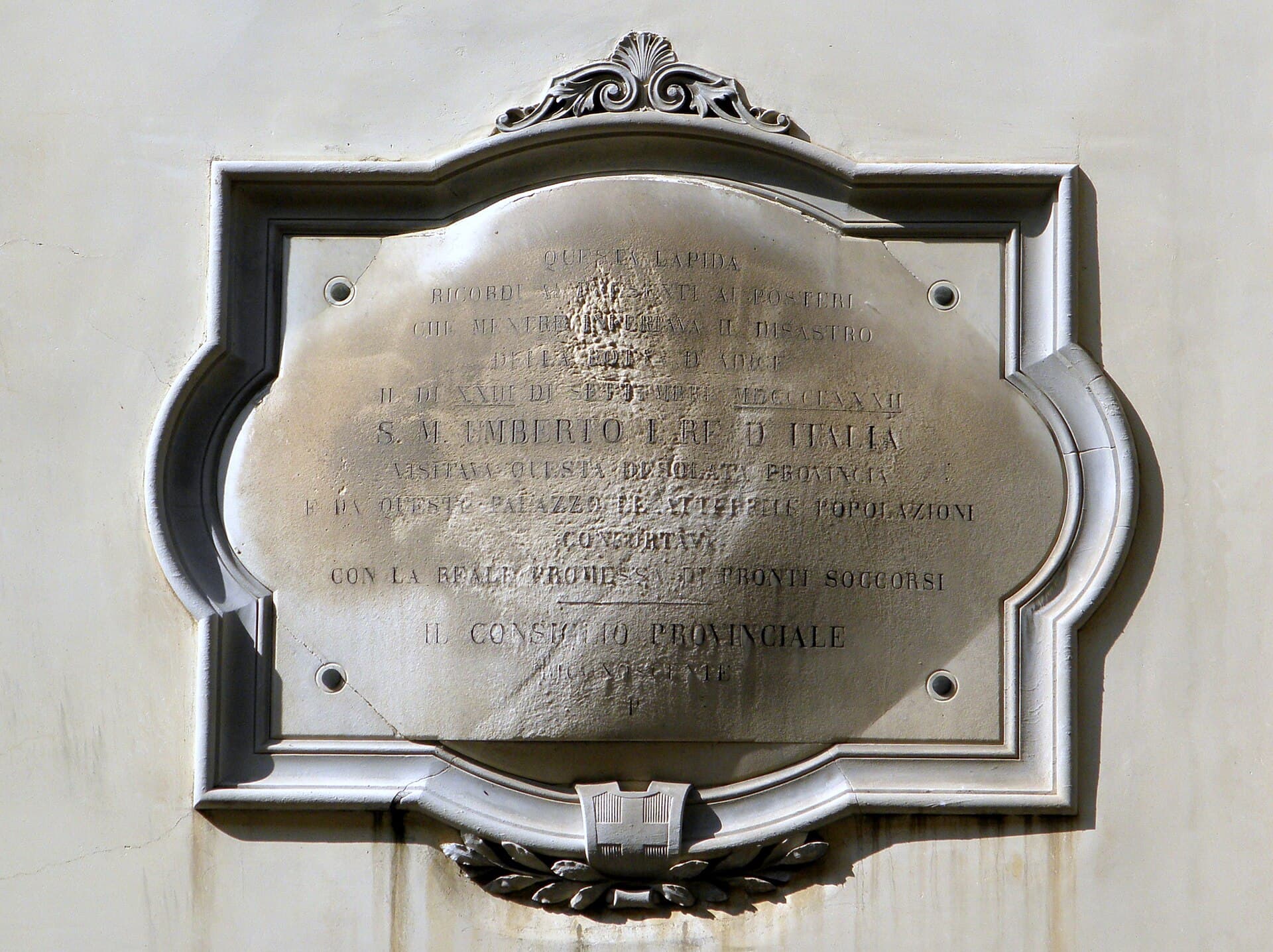 Rovigo — Palazzo Angeli, plaque Umberto I of Italy (Rovigo)